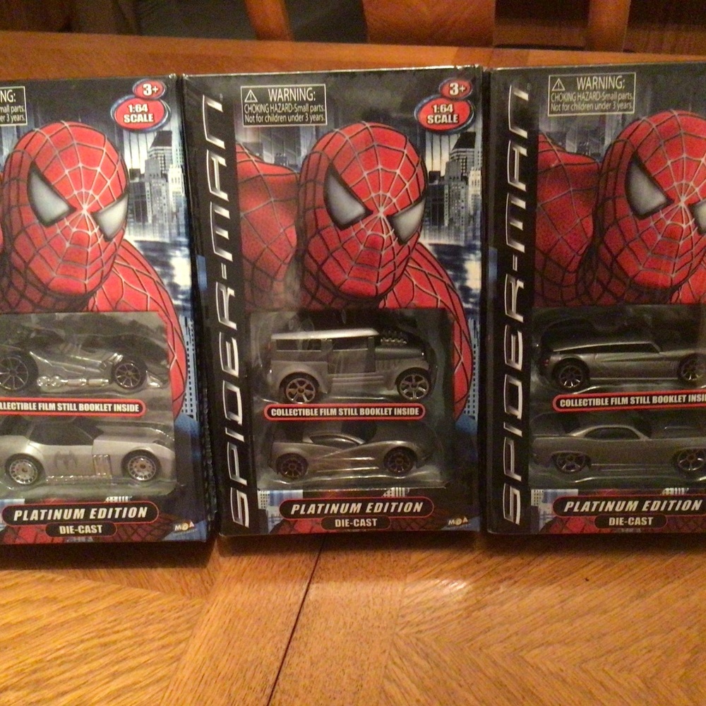 3 Spider-Man Platinum Edition die cast cars